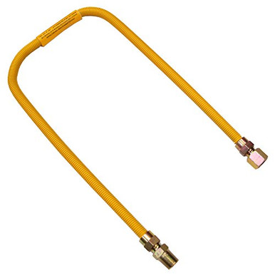 LASCO 10-1227 Gas Water Heater Supply Line – 30 Inch, 1/2" OD, Yellow Safety Coated, Corrugated Stainless Steel, For Natural Gas/Propane