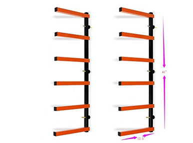 7BLACKSMITHS Six-Level 600 lb Capacity Lumber Storage Rack Wall-Mounted ...