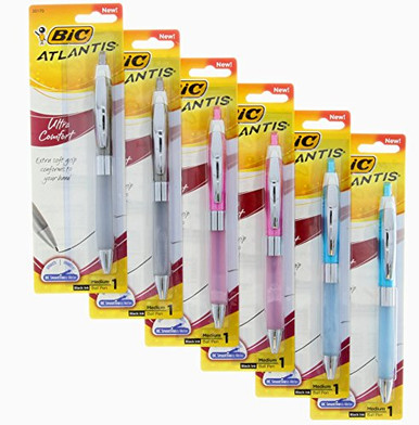 Stylos BIC Atlantis Exact - Lot De 3, Encre Noire - Écriture Fluide, Prise En Main Confortable