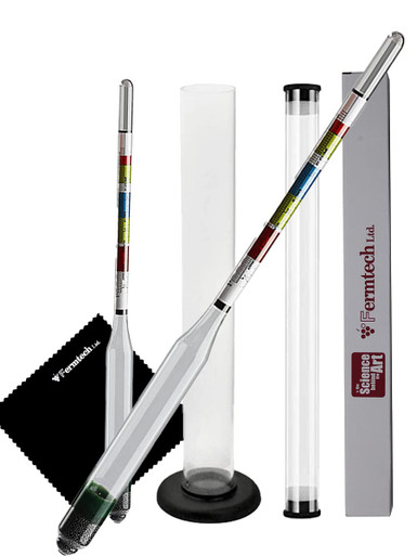 Hydrometer Set Fermtech Glass Triple Scale Hydrometer Kit. Test ABV, Brix & Gravity of ...