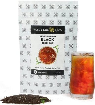 Walters Bay Black Iced Tea, 12 Count, Quart Sized Tea Bags, Ceylon Tea ...
