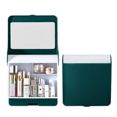 Bathroom Waterproof Organizer and Storage with Mirror and Lid, Pink ...