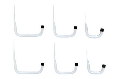 Lot De 6 Crochets De Rangement Acier Robuste - 3 Tailles (19,5cm, 12,7cm, 8,9cm) - Revêtement Poudre Blanc - Capacité 11,3kg Chacun - Pour Garage, Atelier, Maison