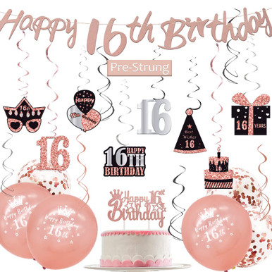 WOJOGO 16th Birthday Decorations For Girls Boys Sweet Rose Gold 16 wojogo-16th-birthday-decorations-for-girls-boys-sweet-rose-gold-16