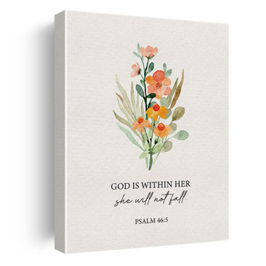 Bible Verse Canvas Wall Art Decor God is Within Her She Will Not Fall ...