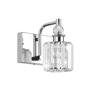 Ralbay Chrome Crystal Wall Sconce - Modern 1-Light Bathroom