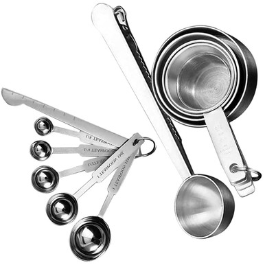 Stainless Steel Measuring Cups and Spoons 12 Piece, Metal Measure Cup ...