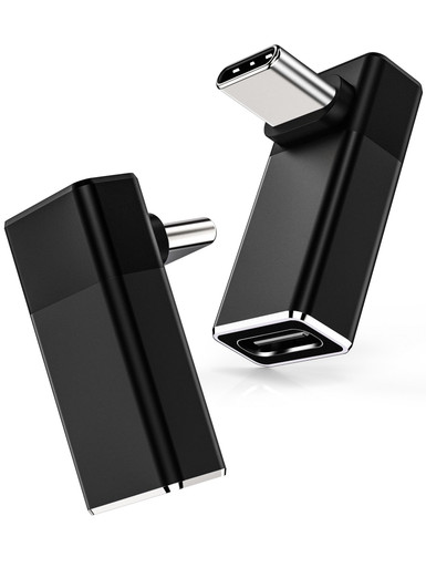USB C Right Angle Adapter 90 Degree 2 Pack USB C Male to USB C Female ...