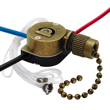 Ceiling Fan Switch Kit Zing Ear ZE-110M Pull Chain Light Switch 3 Wire ...