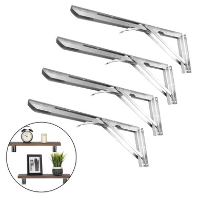 18 inch Brushed Nickel Folding Shelf Brackets,Potaosey 4PC SUS304 ...