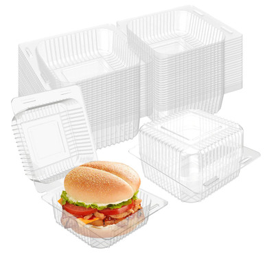160 Pcs Clear Plastic Hinged Take Out Containers Disposable Clamshell ...