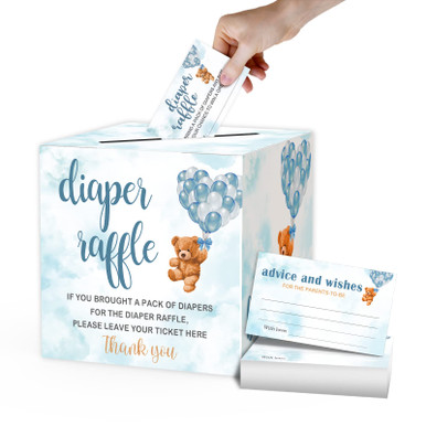 Diaper Raffle Collection Box Diaper Raffle Tickets and Advice Cards for Baby Shower - 1 Card ...