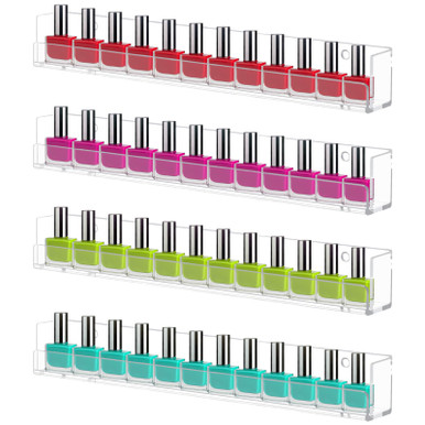 Cerpourt 4 Pack Nail Polish Rack Wall Mounted Shelf, Clear Acrylic Nail ...