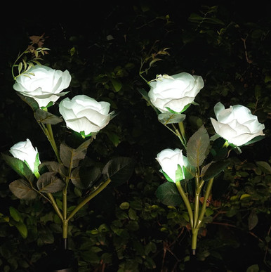 LoveNite Solar Rose Garden Lights, 2 Pack Realistic Solar Flower Lights ...