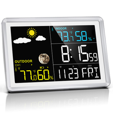 Wittime 2081 Weather Station Indoor Outdoor Thermometer Wireless ...