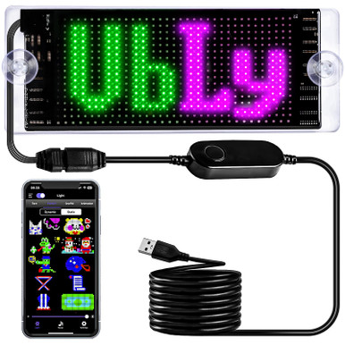 Light Sign for Car, 6.7''x2.7'' Programmable Flexible LED Matrix Panel ...
