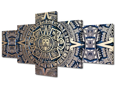 TUMOVO Golden Aztec Calendar Wall Art for Living Room Ancient Mayan ...