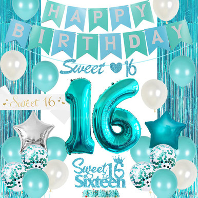 16th Birthday Decorations for Girl Teal - Sweet 16th Birthday Party ...