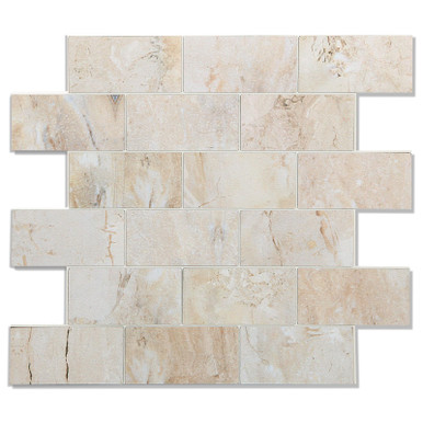 Peel And Stick Stone Metal Backsplash Tiles | 10 Sheets, 12"x12", Beige Stone | DIY Kitchen, Bathroom, Fireplace No Grout Needed