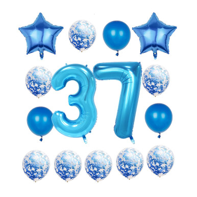 37th Birthday Decorations Party Supplies,Blue Number 37 Balloon,40 Inch ...