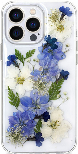 Custodia Abbery Per IPhone 13 Pro Trasparente Con Fiori Secchi E Glitter, Rosa, Morbida TPU - 2