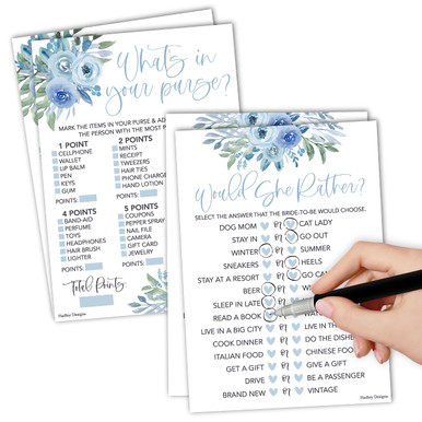 20 Floral Bridal Shower Games For Guests - Hilarious Wedding Shower Games, 20 Double-Sided Cards