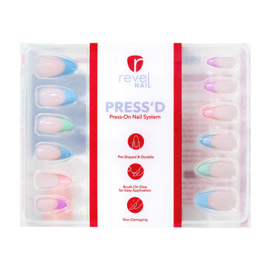 Revel Nail Long Almond Press On Nails -Nude Press On Nails with French