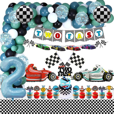110pcs Two Fast Birthday Decorations, Blue Two Fast Birthday ...