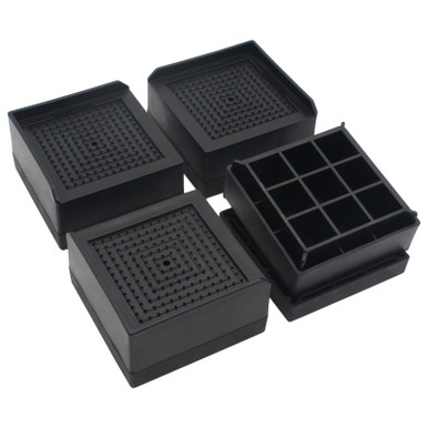 HANIHUA 4 Sets Black Bed Risers Furniture Risers 1.5 inch, Heavy Duty ...