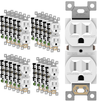 ENERLITES 20 Pack Duplex Receptacle Outlet, Tamper-Resistant Electrical ...