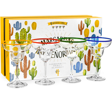 Party Glasses Cactus Margarita Glasses - Lead-Free Plant Themed Cocktail Glasses For Parties Lead-free Drinkware