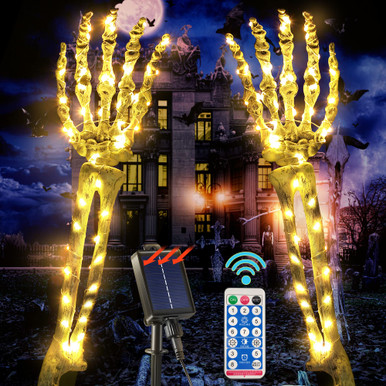 Led Skeleton Decorations Hiboom Solar Halloween Decorations, 2 PCS Lighted Skeleton Arm Stakes ...