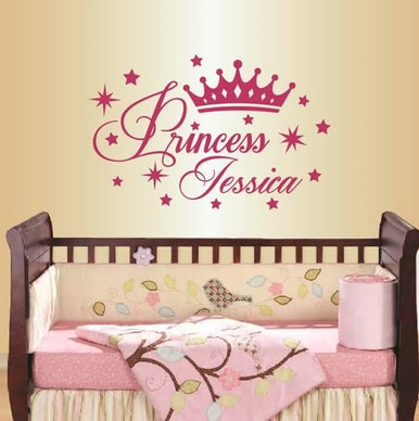 Wall Vinyl Decal Home Decor Art Sticker Princess Crown Stars Girl Baby ...