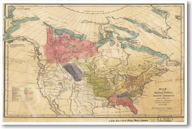 American History: Vintage Map of Native American Tribes - Classroom ...