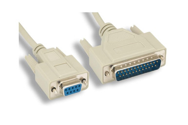 KENTEK 25ft DB9 Serial Cable - 9 Pin RS-232 Male To Male Straight-Through Cable For PC Data Transfer
