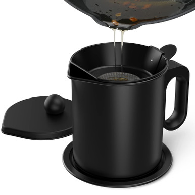 GameXcel 1.7L Bacon Grease Container With Strainer – Stainless Steel Oil Keeper
