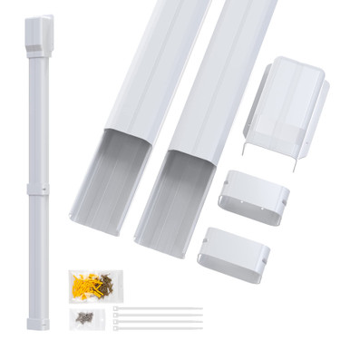 Powrocket 4 inch 7.5 Ft Mini Split AC Line Set Cover Kit,Decorative PVC ...