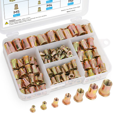860-Piece Metric Rivet Nut Kit – M3 To M12, Carbon Steel Zinc Plated With Adjustable Storage Case