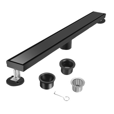 12-Inch Linear Shower Drain with Tile Insert Grate, 2-in-1 Flat ...