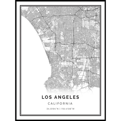 Squareious Los Angeles map Poster Print | Modern Black and White Wall ...