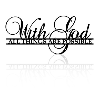 HQIOA With God All Things Are Possible Sign Metal Wall Decor Bible