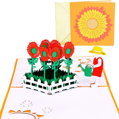 Sunflower Pop Up Card with Envelope, Handmade 3D Pop Up Greeting Cards ...