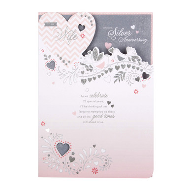 Silver Wedding Anniversary Card for Wife from Hallmark - Die-Cut Design ...