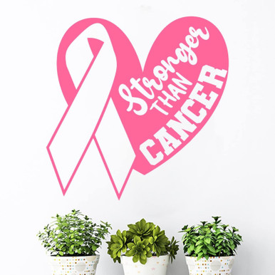 Cancer Strong Sticker Stronger Than Cancer Heart Vinyl Wall Decal Cancer Awareness Decals for ...