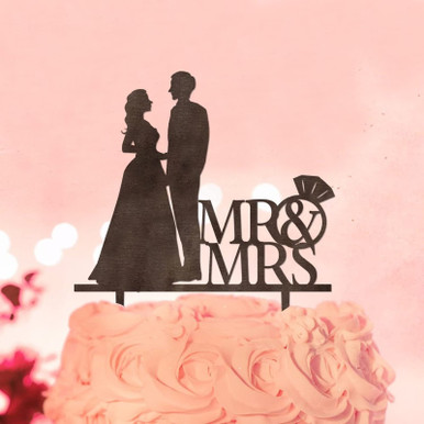 Funny Mr & Mrs Cake Toppers Silhouette Bride And Groom Cake Topper ...