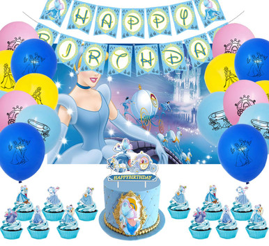 Blue Princess Birthday Party Supplies Set,Including Happy Birthday ...