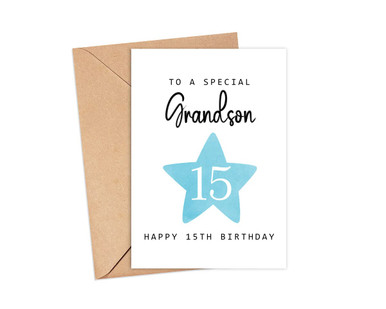 Carte Anniversaire Petit-Fils 15 Ans - Message Touchant 'To A Wonderful Grandson' Par ICG - Idée Cadeau Originale