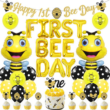 Bee 1st Birthday Party Decorations for Boys Girls, Bumble Bee Foil ...
