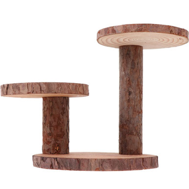 NOLITOY Wood Cupcake Stand 3 Tier Tree Bark Server for Cheeses Meats ...