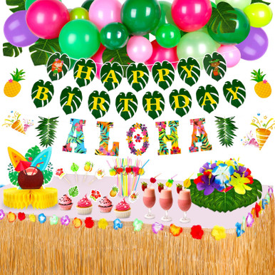 GIFTINBOX Tropical Luau Party Decorations - 122pcs Hawaiian Beach Theme ...